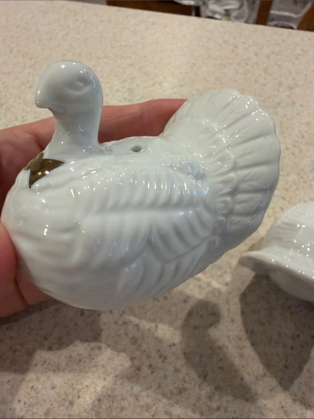 Target White Ceramic Turkey Salt and Pepper Shakers with Gold Accents